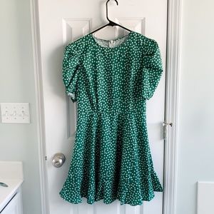 Green Puff Sleeve Dress